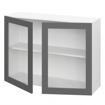 Норд ШВС 1000 Шкаф верхний со стеклом (Софт черный/корпус Белый) в Кедровом - kedrovyi.mebel54.com | фото