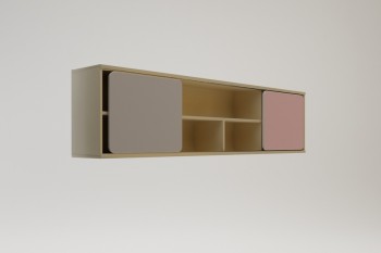 Полка между шкафами 1660 Грэйси (Розовый/Серый/корпус Клен) в Кедровом - kedrovyi.mebel54.com | фото