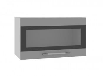 Ройс ПГСФ 600 Шкаф верхний горизонтальный со стеклом с фотопечатью (Графит софт/корпус Серый) в Кедровом - kedrovyi.mebel54.com | фото