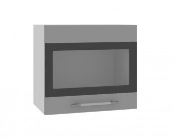 Ройс ВПГСФ 500 Шкаф верхний горизонтальный со стеклом с фотопечатью высокий (Белый софт/корпус Серый) в Кедровом - kedrovyi.mebel54.com | фото