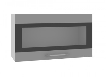 Ройс ВПГСФ 800 Шкаф верхний горизонтальный со стеклом с фотопечатью высокий (Белый софт/корпус Серый) в Кедровом - kedrovyi.mebel54.com | фото