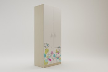Шкаф 2-х створчатый с ящиками Флёр (Белый/корпус Клен) в Кедровом - kedrovyi.mebel54.com | фото
