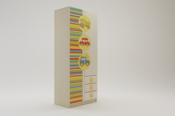 Шкаф 2-х створчатый с ящиками Клаксон (Бежевый/корпус Клен) в Кедровом - kedrovyi.mebel54.com | фото