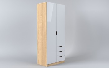 Шкаф 2-х створчатый с ящиками Лофт (Белый/корпус Дуб Сонома) в Кедровом - kedrovyi.mebel54.com | фото