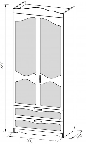 Шкаф 2-х створчатый с ящиками серии Иллюзия 31 Светло-сиреневый в Кедровом - kedrovyi.mebel54.com | фото