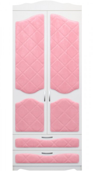 Шкаф 2-х створчатый с ящиками серии Иллюзия 36 Светло-розовый в Кедровом - kedrovyi.mebel54.com | фото