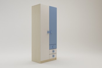 Шкаф 2-х створчатый с ящиками Скай (Синий/Белый/корпус Клен) в Кедровом - kedrovyi.mebel54.com | фото
