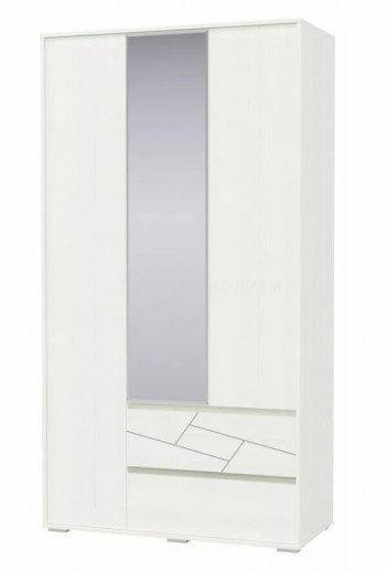 Шкаф 3-х дверный с ящиками Аделина 1200 Рамух белый в Кедровом - kedrovyi.mebel54.com | фото
