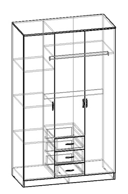 Шкаф 3-х створчатый комбинир с зеркалом Светлана (Венге/Дуб молочный) в Кедровом - kedrovyi.mebel54.com | фото
