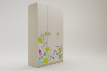 Шкаф 3-х створчатый с ящиками Флёр (Белый/корпус Клен) в Кедровом - kedrovyi.mebel54.com | фото