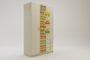 Шкаф 3-х створчатый с ящиками Клаксон (Бежевый/корпус Клен) в Кедровом - kedrovyi.mebel54.com | фото