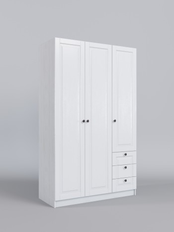 Шкаф 3-х створчатый с ящиками Классика (Белый/корпус Выбеленное дерево) в Кедровом - kedrovyi.mebel54.com | фото