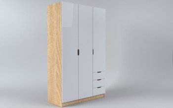 Шкаф 3-х створчатый с ящиками Лофт (Белый/корпус Дуб Сонома) в Кедровом - kedrovyi.mebel54.com | фото
