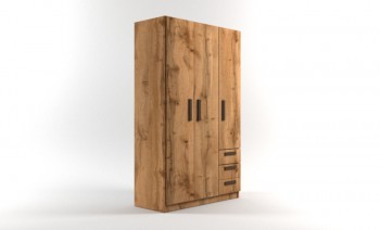 Шкаф 3-х створчатый с ящиками Шервуд (Дуб Вотан) в Кедровом - kedrovyi.mebel54.com | фото