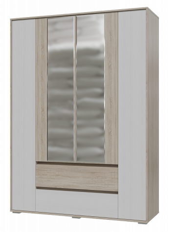 Шкаф 4-х дверный с ящиками Мальта 1600 Дуб сонома/Рамух белый в Кедровом - kedrovyi.mebel54.com | фото