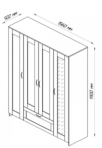 Шкаф четырехдверный Сириус с 1 зеркалом и 1 ящиком белый в Кедровом - kedrovyi.mebel54.com | фото