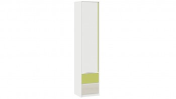 Шкаф для белья комбинированный «Сканди» Дуб Гарден/Белый/Зеленый в Кедровом - kedrovyi.mebel54.com | фото