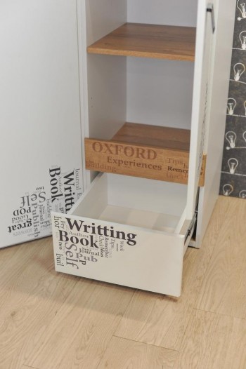 Шкаф для белья «Оксфорд» (Ривьера/Белый с рисунком) в Кедровом - kedrovyi.mebel54.com | фото