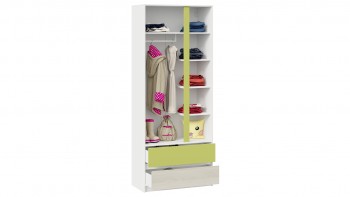 Шкаф для одежды комбинированный «Сканди» Дуб Гарден/Белый/Зеленый в Кедровом - kedrovyi.mebel54.com | фото