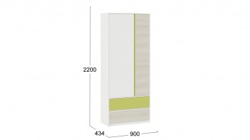 Шкаф для одежды комбинированный «Сканди» Дуб Гарден/Белый/Зеленый в Кедровом - kedrovyi.mebel54.com | фото