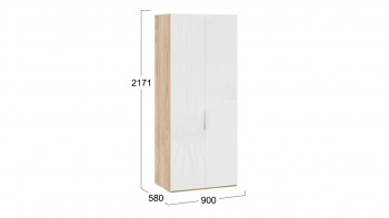 Шкаф для одежды с 2 глухими дверями «Эмбер» Яблоня Беллуно/Белый глянец в Кедровом - kedrovyi.mebel54.com | фото