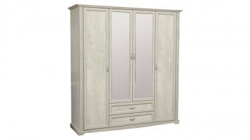 Шкаф для одежды "Сохо" (бетон пайн белый/2 ящика/зеркало) в Кедровом - kedrovyi.mebel54.com | фото
