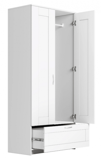 Шкаф двухдверный Сириус с 1 ящиком белый в Кедровом - kedrovyi.mebel54.com | фото