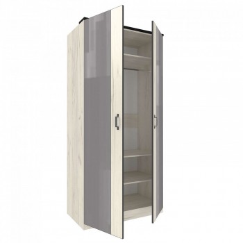 Техно ЛД 678.130.000.007 Шкаф 2-хстворчатый с комбинированными дверями (Дуб Крафт белый/Серый шифер) в Кедровом - kedrovyi.mebel54.com | фото