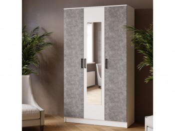 Шкаф комбинированный Ларс (1,2) с зеркалом белый/ателье светлое в Кедровом - kedrovyi.mebel54.com | фото