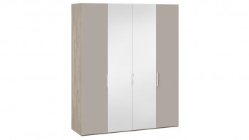 Шкаф комбинированный с 2 глухими и 2 зеркальными дверями «Эмбер» Баттл Рок/Серый глянец в Кедровом - kedrovyi.mebel54.com | фото