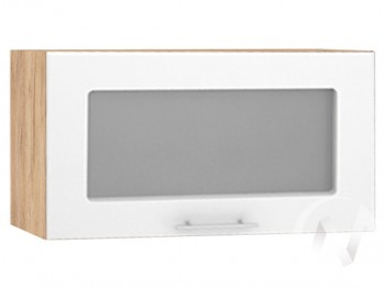 Шкаф со стеклом Валерия-М ШВГС-600 (Белый глянец/Дуб Крафт Золотой/верхний/горизонтальный) в Кедровом - kedrovyi.mebel54.com | фото