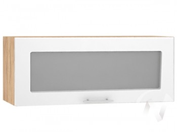 Шкаф со стеклом Валерия-М ШВГС-800 (Белый глянец/Дуб Крафт Золотой/верхний/горизонтальный) в Кедровом - kedrovyi.mebel54.com | фото
