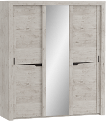Шкаф трехдверный Соренто с раздвижными дверями Дуб бонифаций/Кофе структурный матовый в Кедровом - kedrovyi.mebel54.com | фото