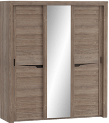 Шкаф трехдверный Соренто с раздвижными дверями Дуб стирлинг/Кофе структурный матовый в Кедровом - kedrovyi.mebel54.com | фото