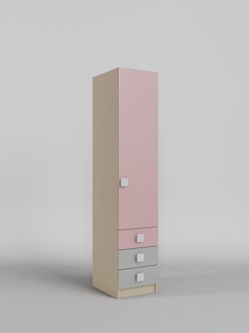Шкаф угловой (секция с ящиками) Грэйси (Розовый/Серый/корпус Клен) в Кедровом - kedrovyi.mebel54.com | фото