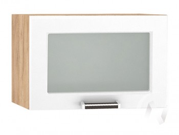 Шкаф верхний со стеклом Прага ШВГС 500 (Белое дерево/корпус дуб крафт золотой) в Кедровом - kedrovyi.mebel54.com | фото