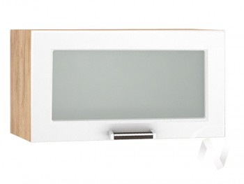 Шкаф верхний со стеклом Прага ШВГС 600 (Белое дерево/корпус дуб крафт золотой) в Кедровом - kedrovyi.mebel54.com | фото