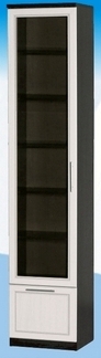Шкаф высокий с ящиком и стеклодверью ДЛЯ ГОСТИНОЙ ШВЯС-450 Венге/Дуб выбеленный в Кедровом - kedrovyi.mebel54.com | фото