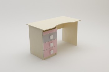 Стол (столешница с выемкой) Грэйси (Розовый/Серый/корпус Клен) в Кедровом - kedrovyi.mebel54.com | фото