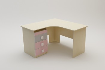 Стол угловой Грэйси (Розовый/Серый/корпус Клен) в Кедровом - kedrovyi.mebel54.com | фото