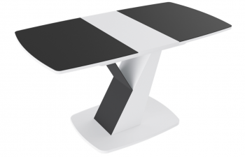 Стол обеденный «Гарда» Тип 1 (Белый/Стекло матовое черный графит) в Кедровом - kedrovyi.mebel54.com | фото