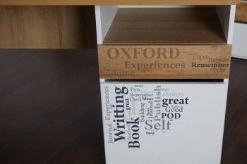 Стол с ящиками «Оксфорд» (Ривьера/Белый с рисунком) в Кедровом - kedrovyi.mebel54.com | фото