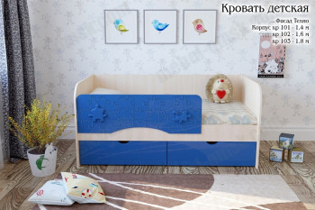 Техно Кровать детская 2 ящика 1.6 Синий глянец в Кедровом - kedrovyi.mebel54.com | фото