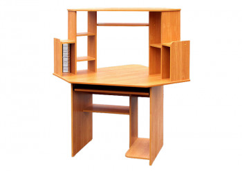 Угловой компьютерный стол (Вишня Оксфорд) в Кедровом - kedrovyi.mebel54.com | фото