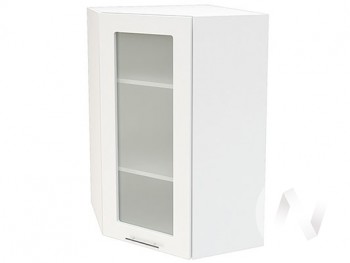 Угловой шкаф со стеклом Валерия-М ШВУС-599 (Белый глянец/Белый/верхний/высокий) в Кедровом - kedrovyi.mebel54.com | фото